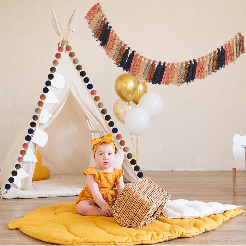 Taimimy 2pcs Longer Fall Tassel Garland, Pom Pom Tassel, Felt Ball Garland, Thanksgiving Wall Hanging Party Decorative Banner Pastel, Home Decoration Wedding Birthday Baby Shower - Image 5